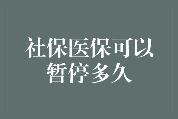 社保医保可以暂停多久