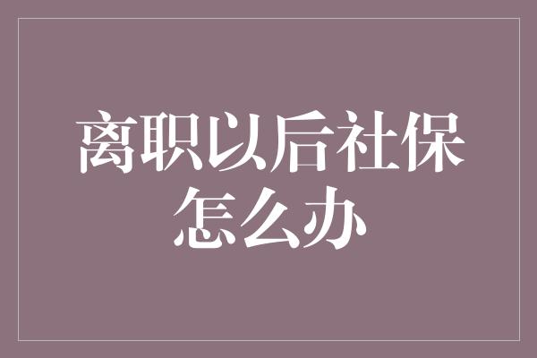 离职以后社保怎么办