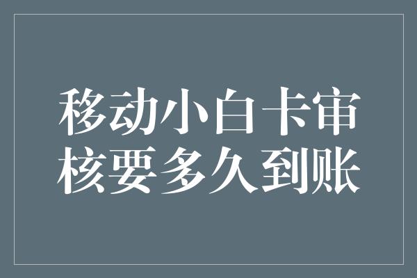 移动小白卡审核要多久到账