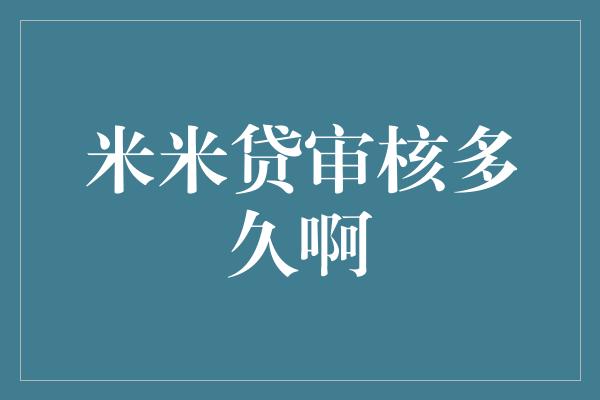 米米贷审核多久啊