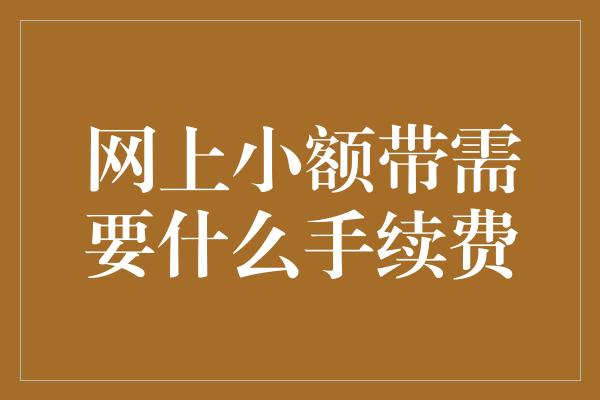 网上小额带需要什么手续费