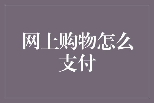 网上购物怎么支付