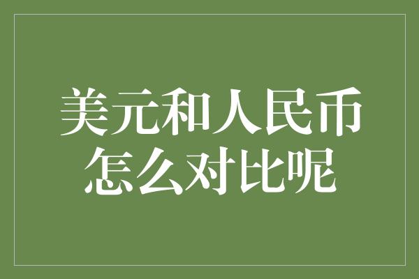 美元和人民币怎么对比呢