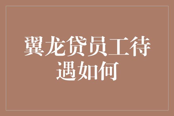 翼龙贷员工待遇如何