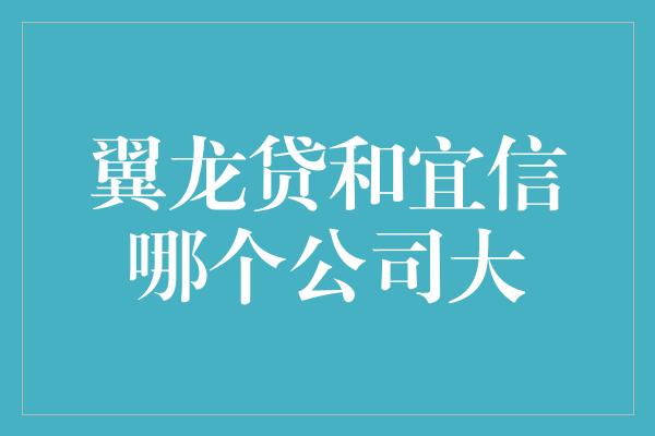 翼龙贷和宜信哪个公司大