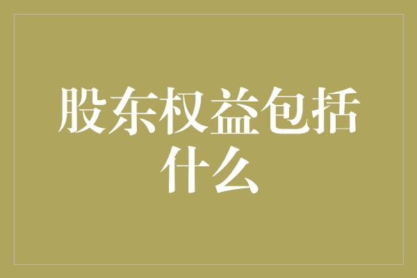 股东权益包括什么