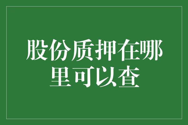 股份质押在哪里可以查