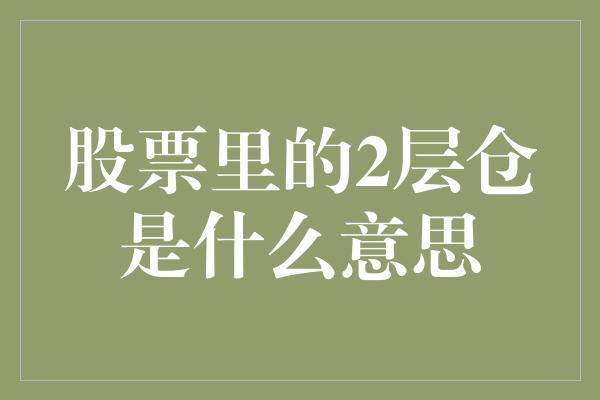 股票里的2层仓是什么意思