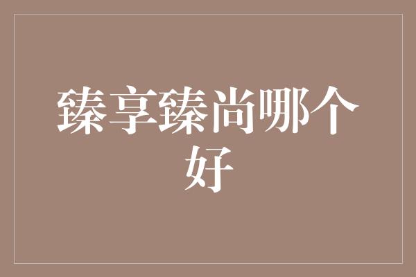 臻享臻尚哪个好