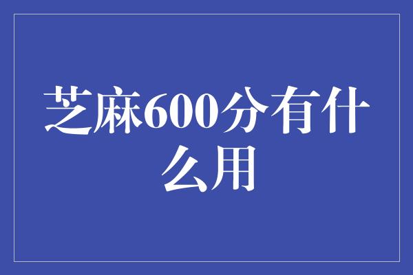 芝麻600分有什么用