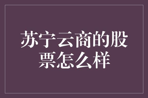 苏宁云商的股票怎么样