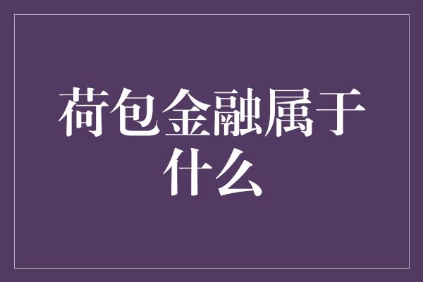 荷包金融属于什么