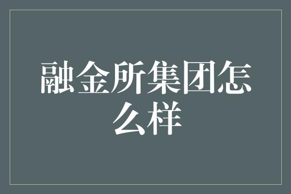 融金所集团怎么样