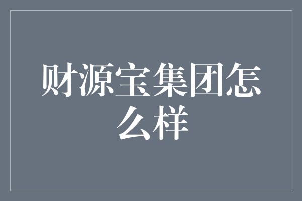 财源宝集团怎么样