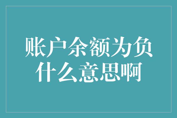 账户余额为负什么意思啊