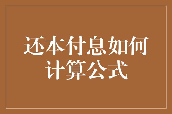 还本付息如何计算公式