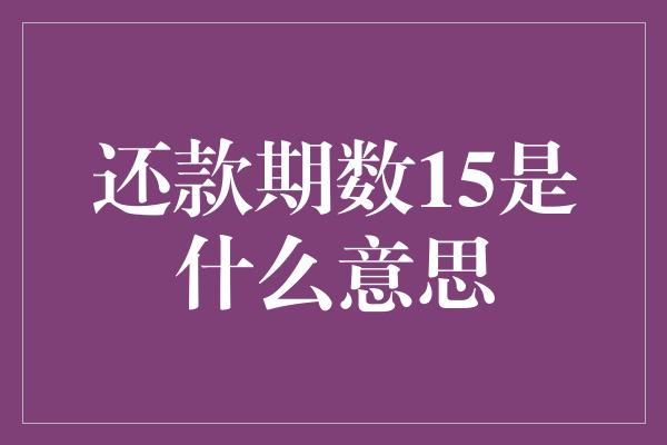 还款期数15是什么意思