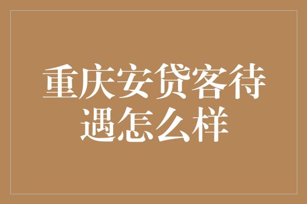 重庆安贷客待遇怎么样