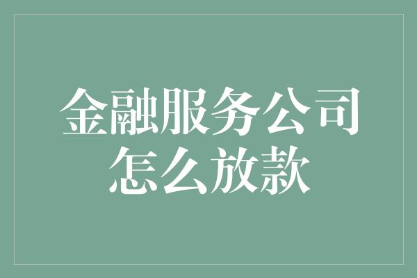 金融服务公司怎么放款