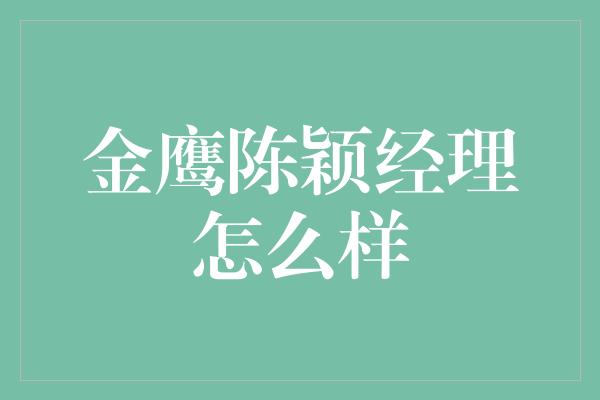 金鹰陈颖经理怎么样