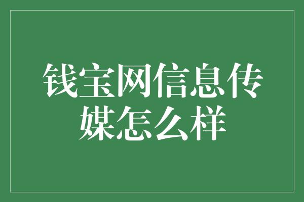 钱宝网信息传媒怎么样