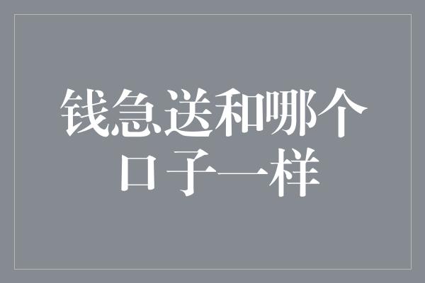 钱急送和哪个口子一样