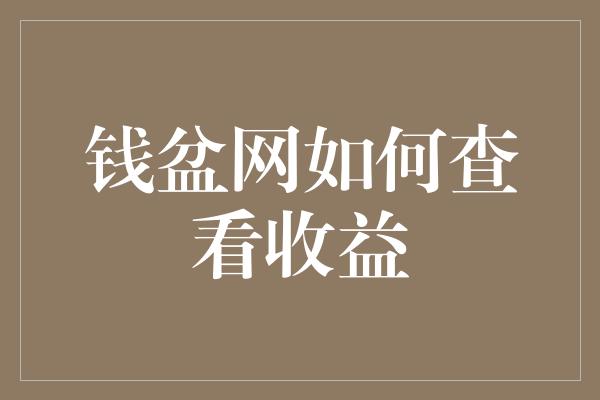 钱盆网如何查看收益