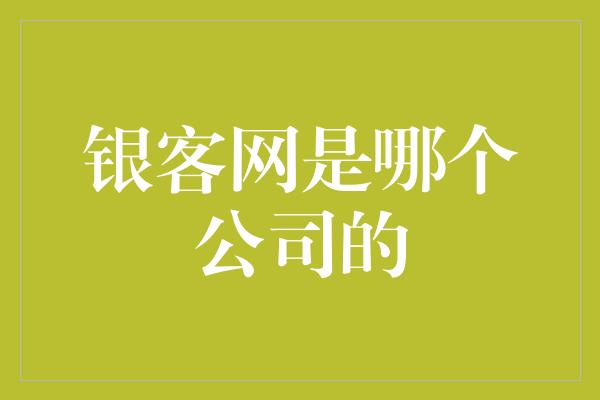 银客网是哪个公司的