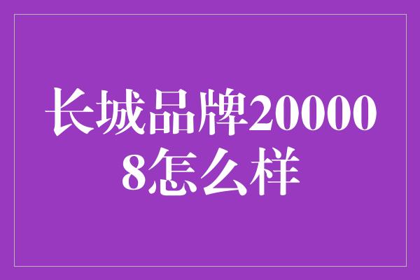 长城品牌200008怎么样