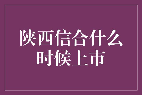 陕西信合什么时候上市