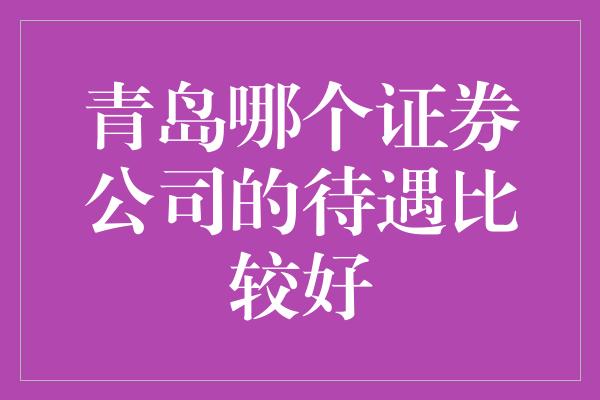 青岛哪个证券公司的待遇比较好