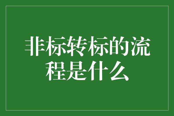 非标转标的流程是什么