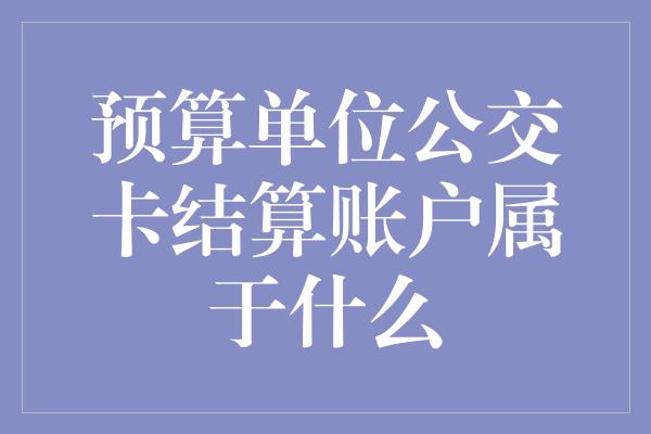 预算单位公交卡结算账户属于什么