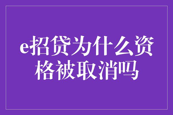 e招贷为什么资格被取消吗