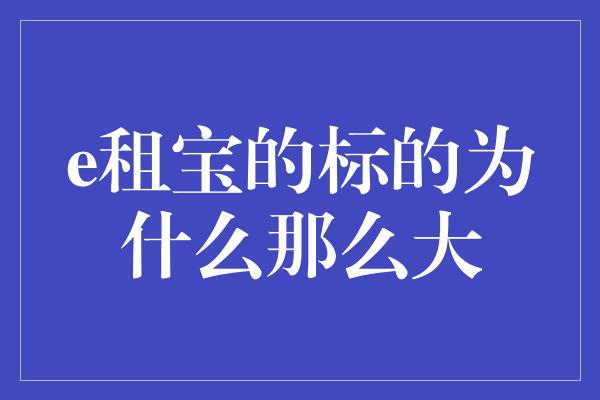 e租宝的标的为什么那么大