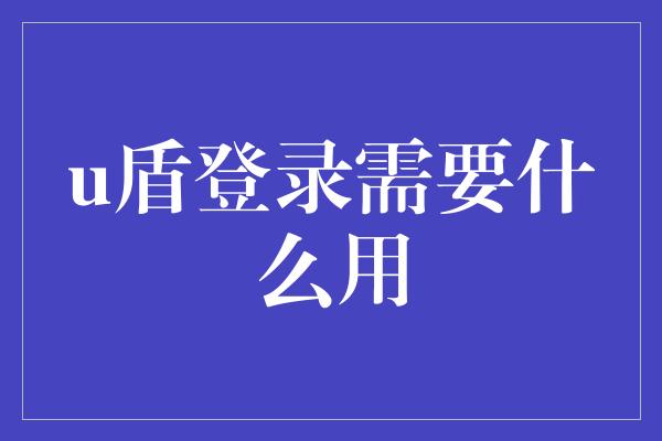 u盾登录需要什么用